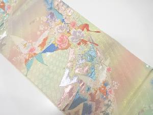 蝶に牡丹・桜模様織り出し袋帯